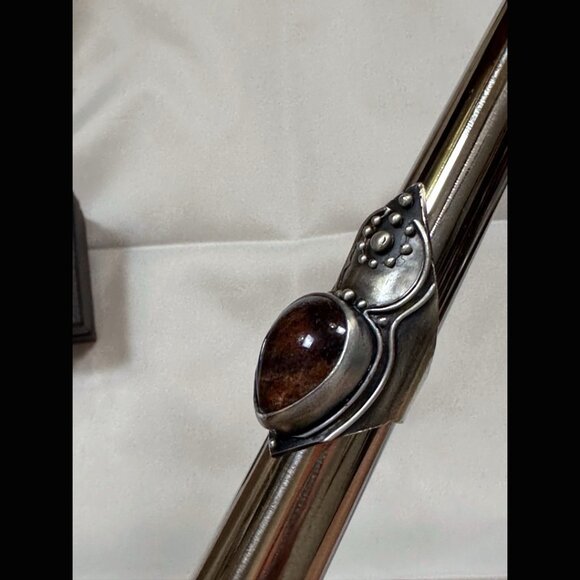 OOAK Acid Queen Warrior Ring Lodolite Sterling Silver Moon Shield Knuckle 9 - Picture 9 of 10